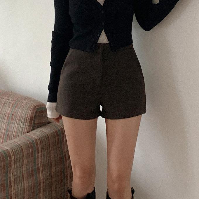 블림핏 [당일출고][MADE/S-L] 르바 모직 3부 겨울 반바지 (하이웨스트 스판 기모)