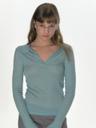 SHEER COLLARED TOP_BLUE GREEN
