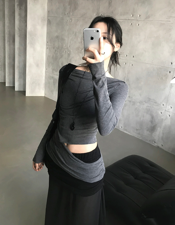 르에브 [MD픽] 드레이프 셔링 슬림 탑