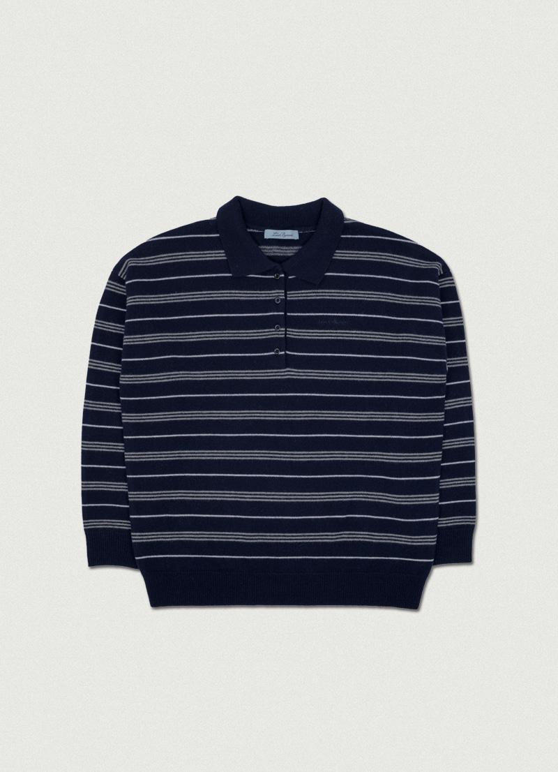 2nd/ Our Stripe Collar Knit [navy]