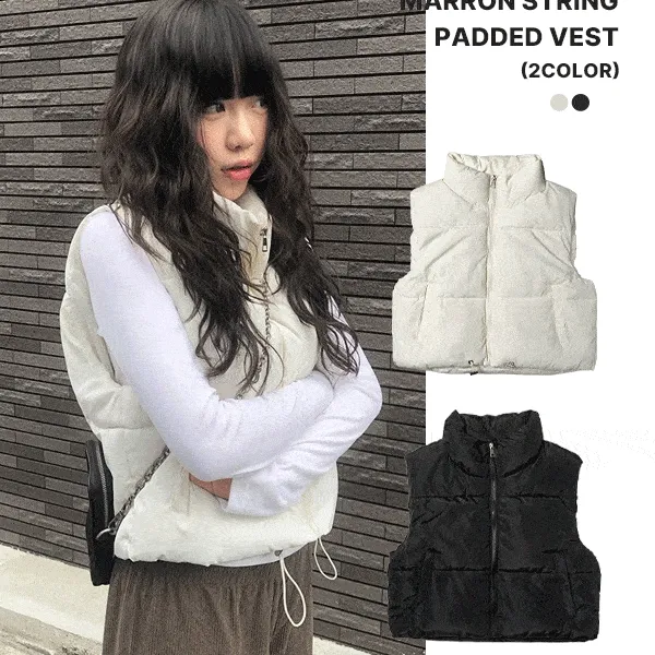 [기획/웰론100%] 마런 스트링 패딩 조끼 (2color)