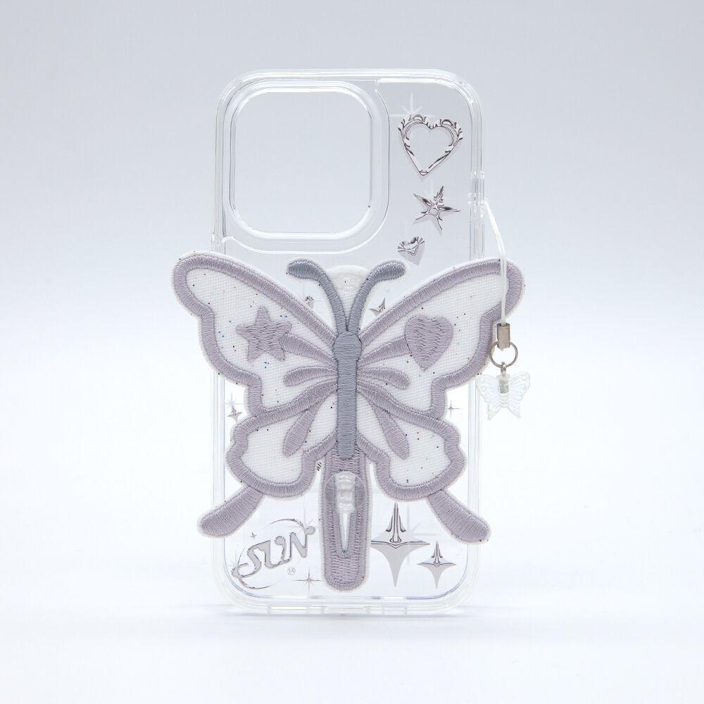 SUN CASE CLEAR PATCH BUTTERFLY SILVER