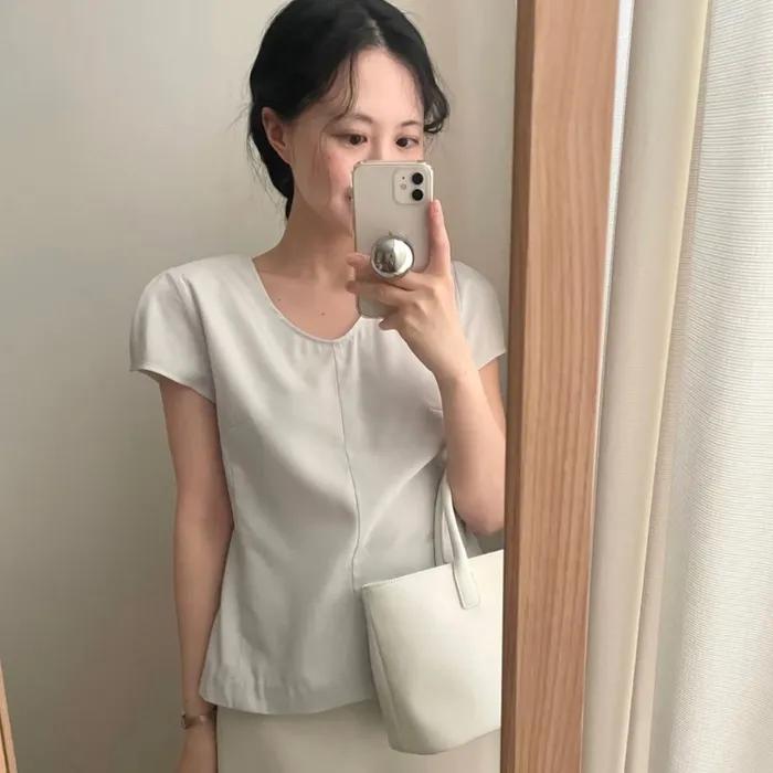 (5차 리오더) v-neck wing blouse_mint gray