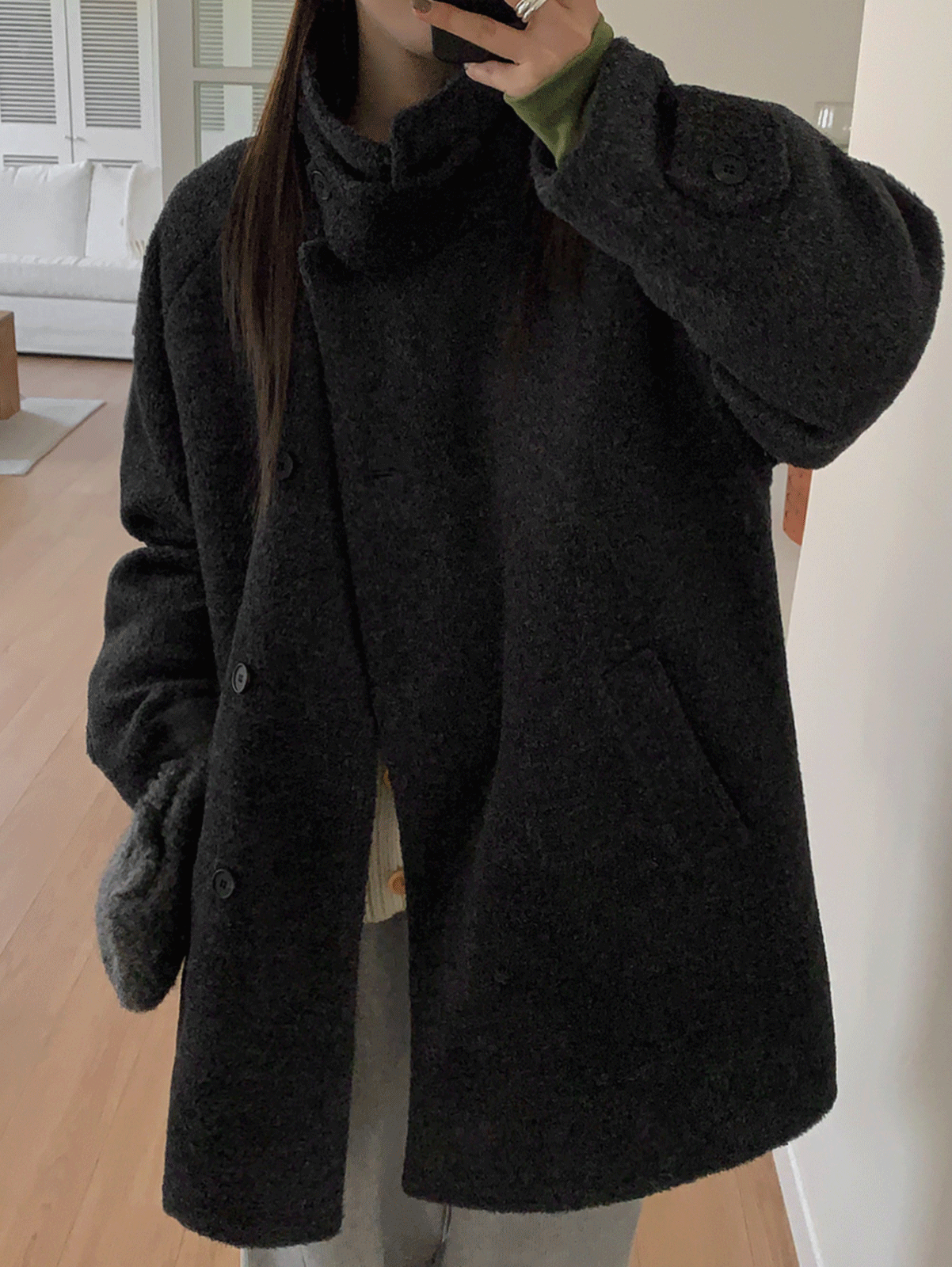 fud half coat (2color) 울35,누빔안감!