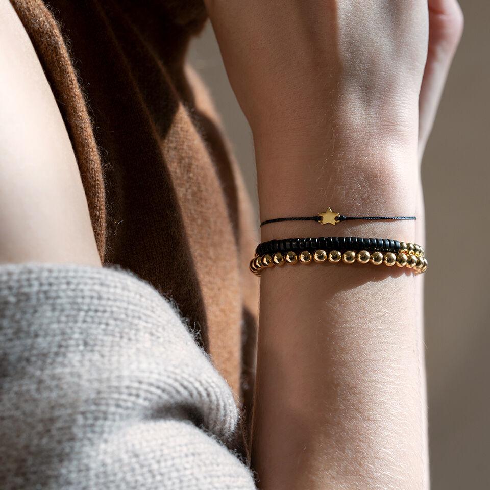 에센셜 Gold 실팔찌 Black Star (14K)