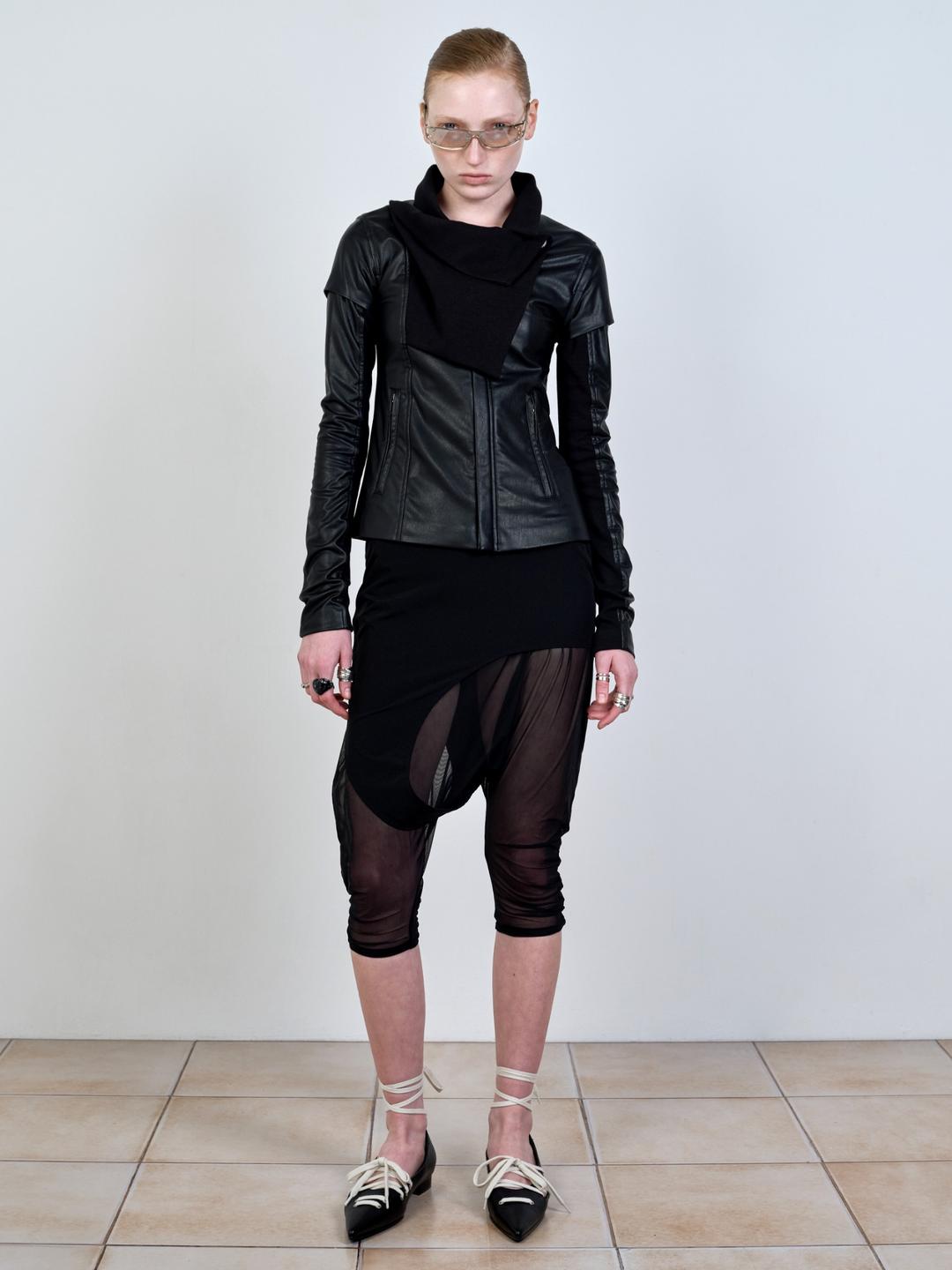 2-WAY SLIM FAUX LEATHER RIDER JACKET BLACK