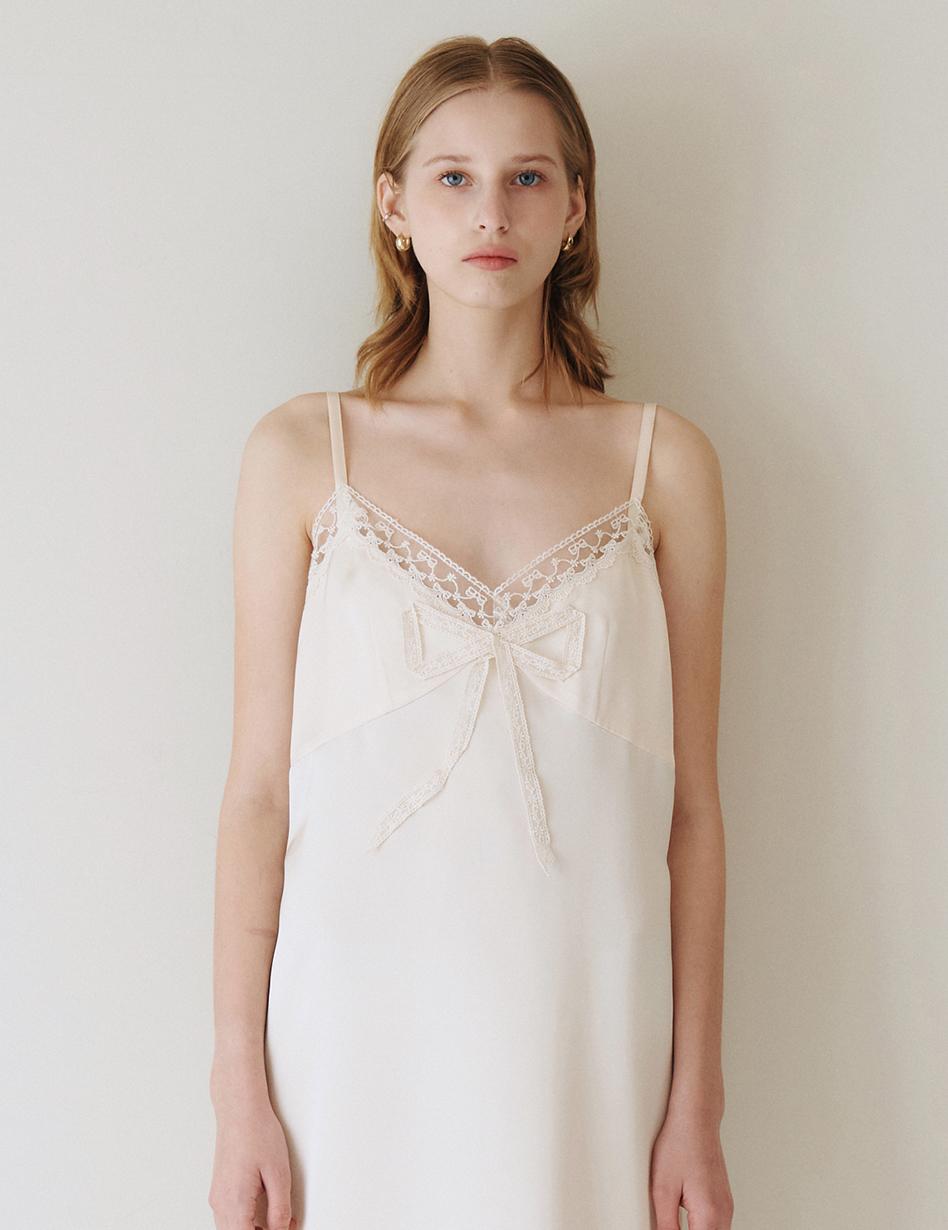 Ribbon Detail Long Satin Slip Dress