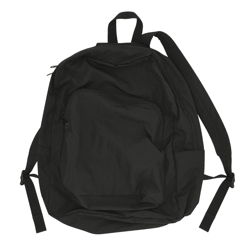 Crinkle Ripstop Black Medium Backpack 크링클 립스탑 블랙 미디움 백팩