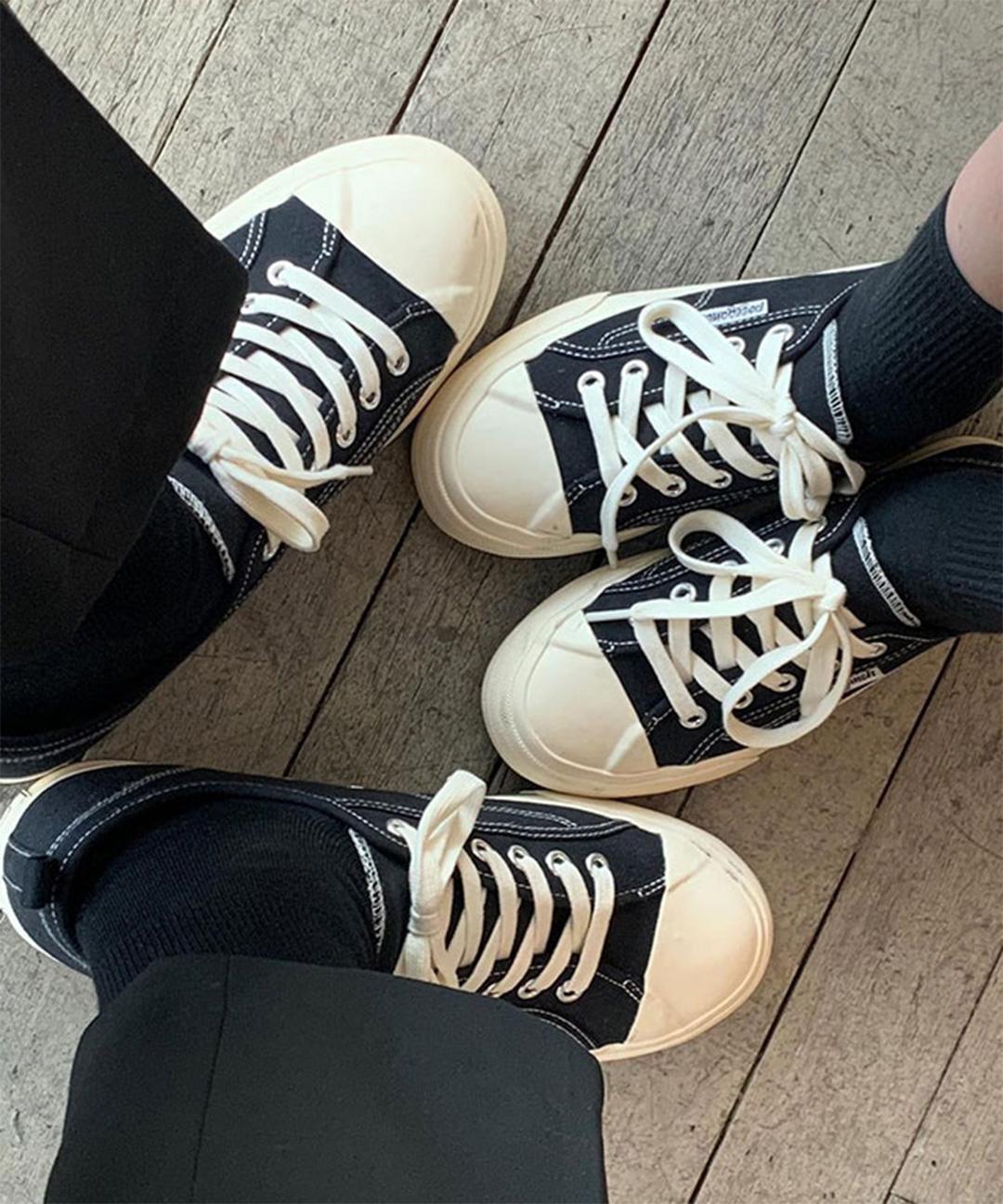 포즈간츠 [★레드벨벳 조이 착용] 17차 리오더 캔버스 무스비 블랙 스니커즈 4.5cm