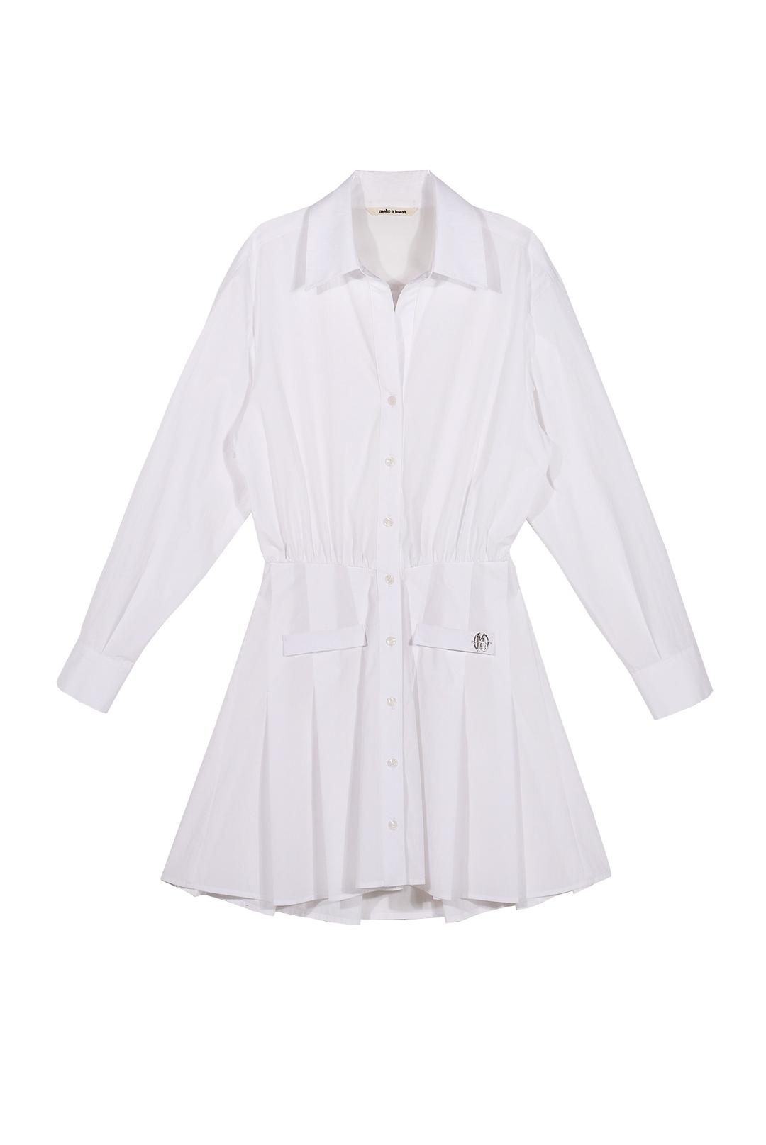 OPEN-COLLAR SHIRT DRESS WHITE MBDSOP002WH