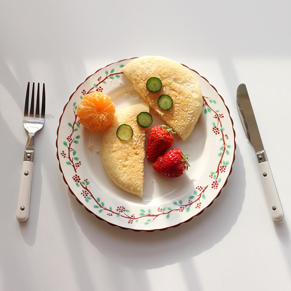 카사벨라 엣지 플라워 접시 레드 라즈베리 디저트 플레이트