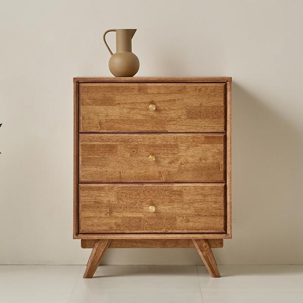 마셀린 600 고무나무 원목 3단 협탁 WSF019_C