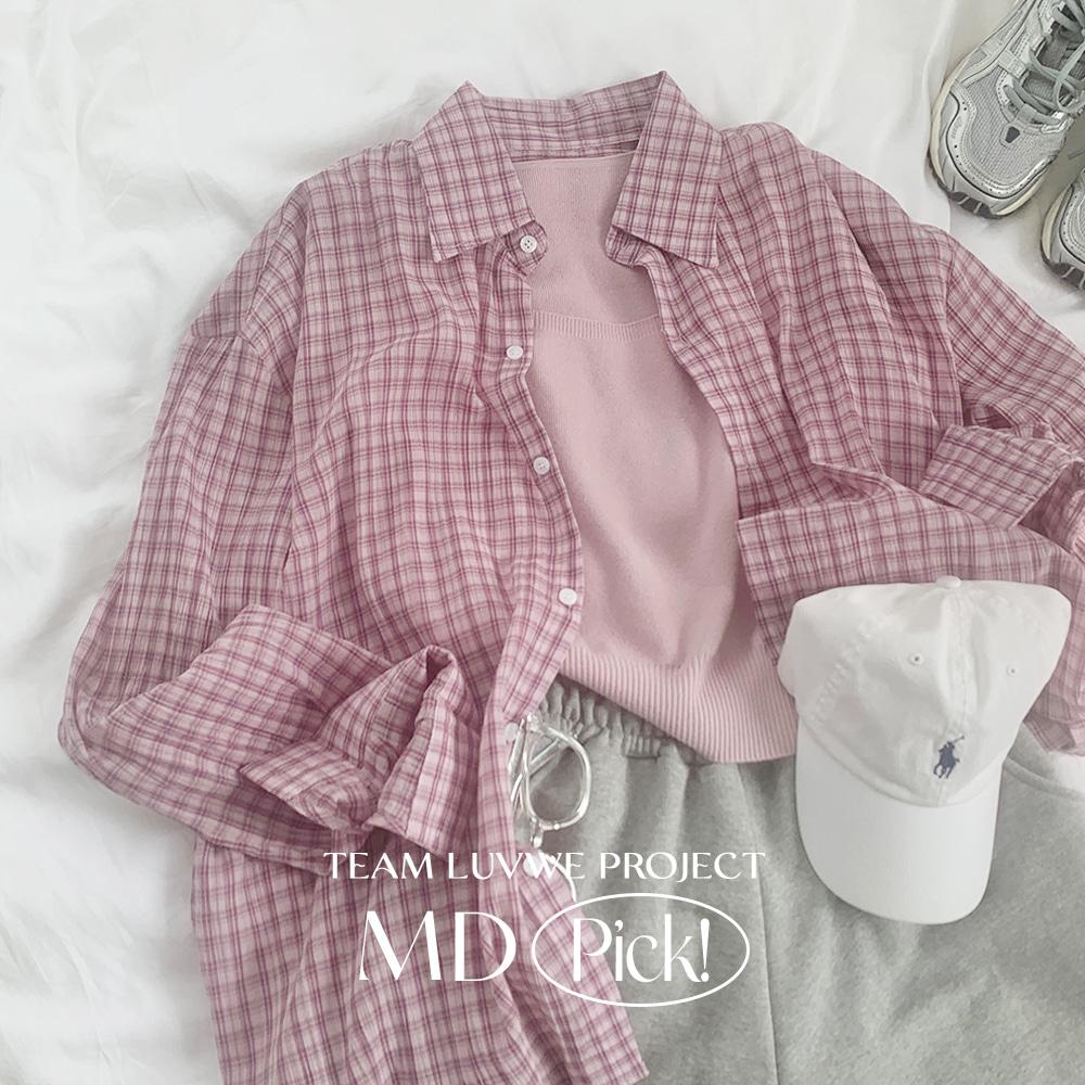 키키러브 *간절기[보이핏/너드룩👓] 얇고 가벼운, 멜리 남녀공용 코튼 빈티지 체크 오버핏 긴팔셔츠 남방 #긱시크 #괴짜룩 - 4color