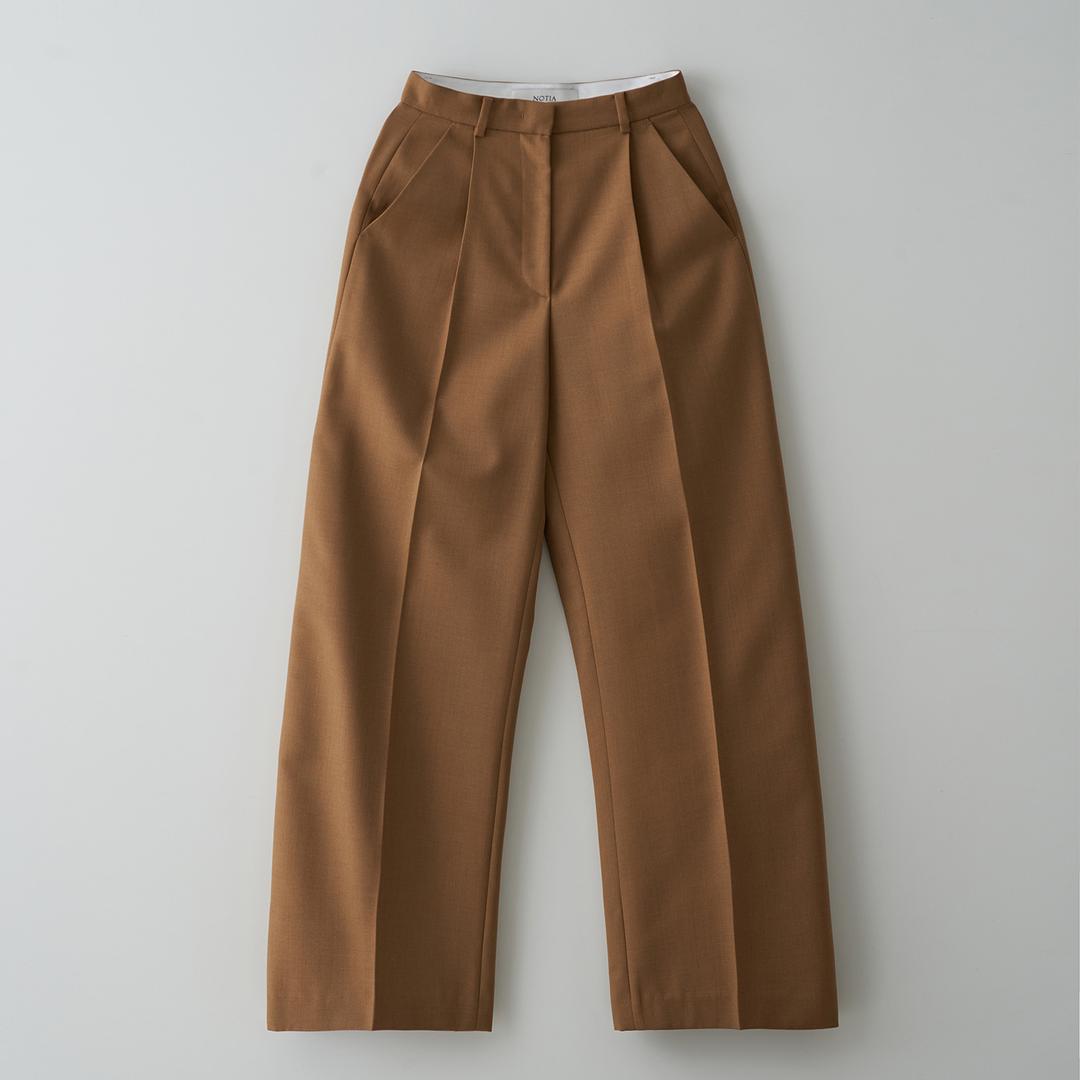 COMFORT WOOL PANTS-CAMEL BROWN