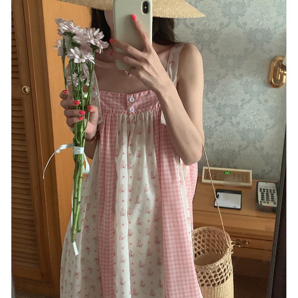 릴리 원피스 잠옷 파자마 나시 플라워 공주 청순 공주 우정 파티 휴가룩