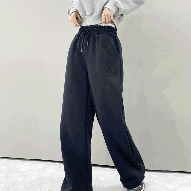 [마지막세일!] 기모 와이드핏 밴딩 팬츠