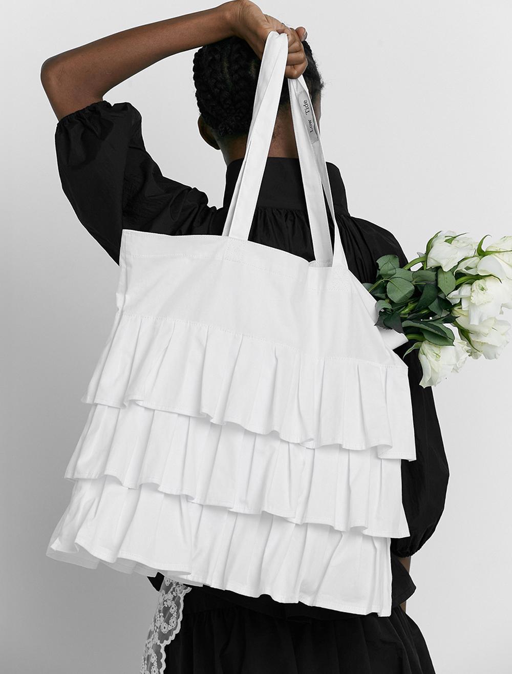 RUFFLE BIG ECO BAG [WHITE]