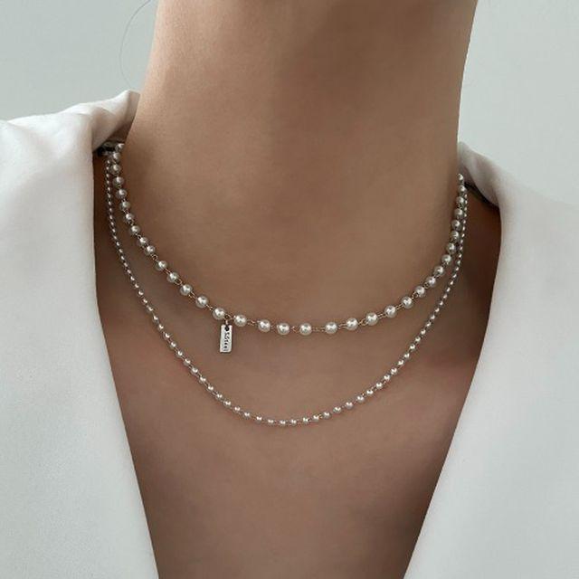 [MADE]써지컬스틸 진주 초커 목걸이 2종 옵션 선택