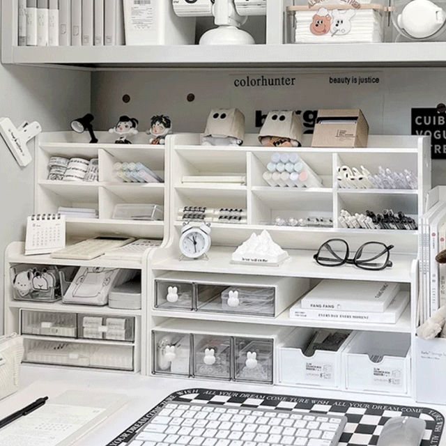 (주문폭주/신상할인) 큣셀링 대용량 분리 분할 토끼 책상 화장대 테이블 서랍 문구 수납 필기구 정리 소품 정리함 수납함 인테리어소품 홈데코 집들이 친구 선물