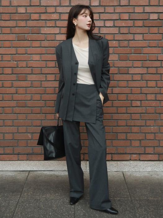 [단희 PICK]OVERLAY TWO-WAY WOOL PANT_MELANGE GREY