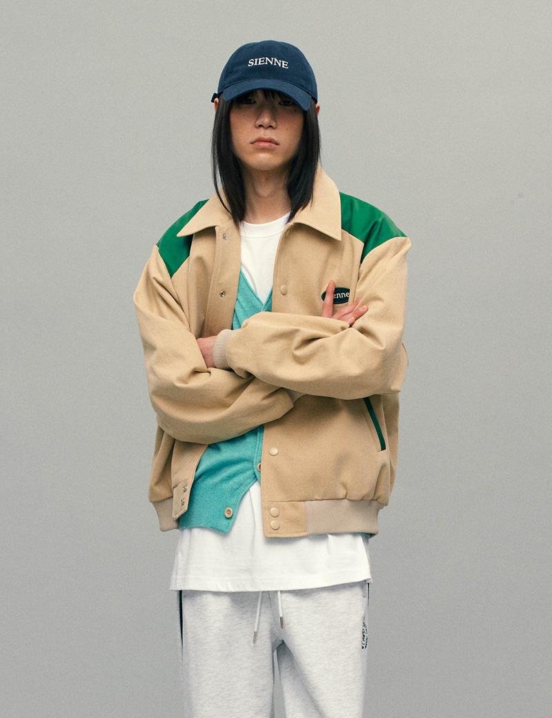 Patch Varsity Jacket (Beige)