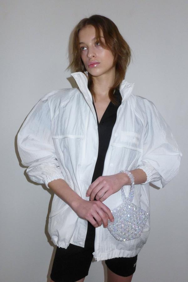 ROUNDED SHOULDER NYLON JACKET_WHITE