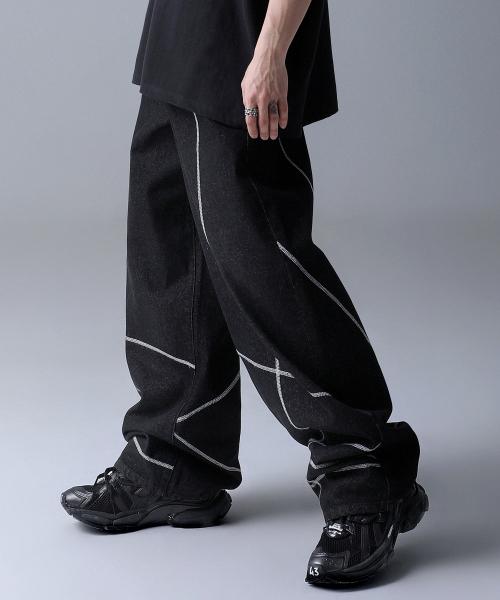 Essen Wide Denim Pants BLACK