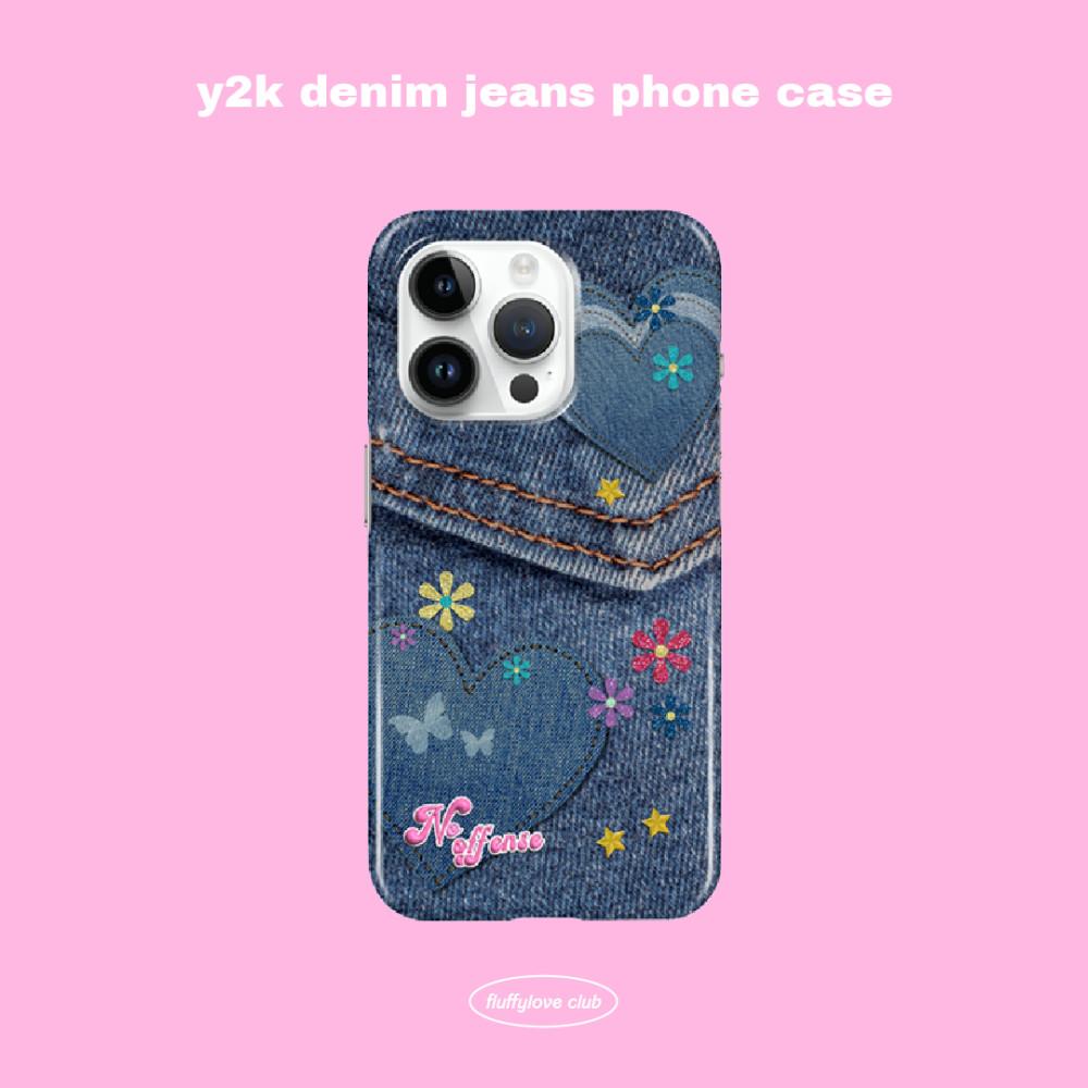 하이틴 y2k 데님 뉴 진스 아이폰 갤럭시 하드 폰케이스 No offense 레트로 키치 청바지