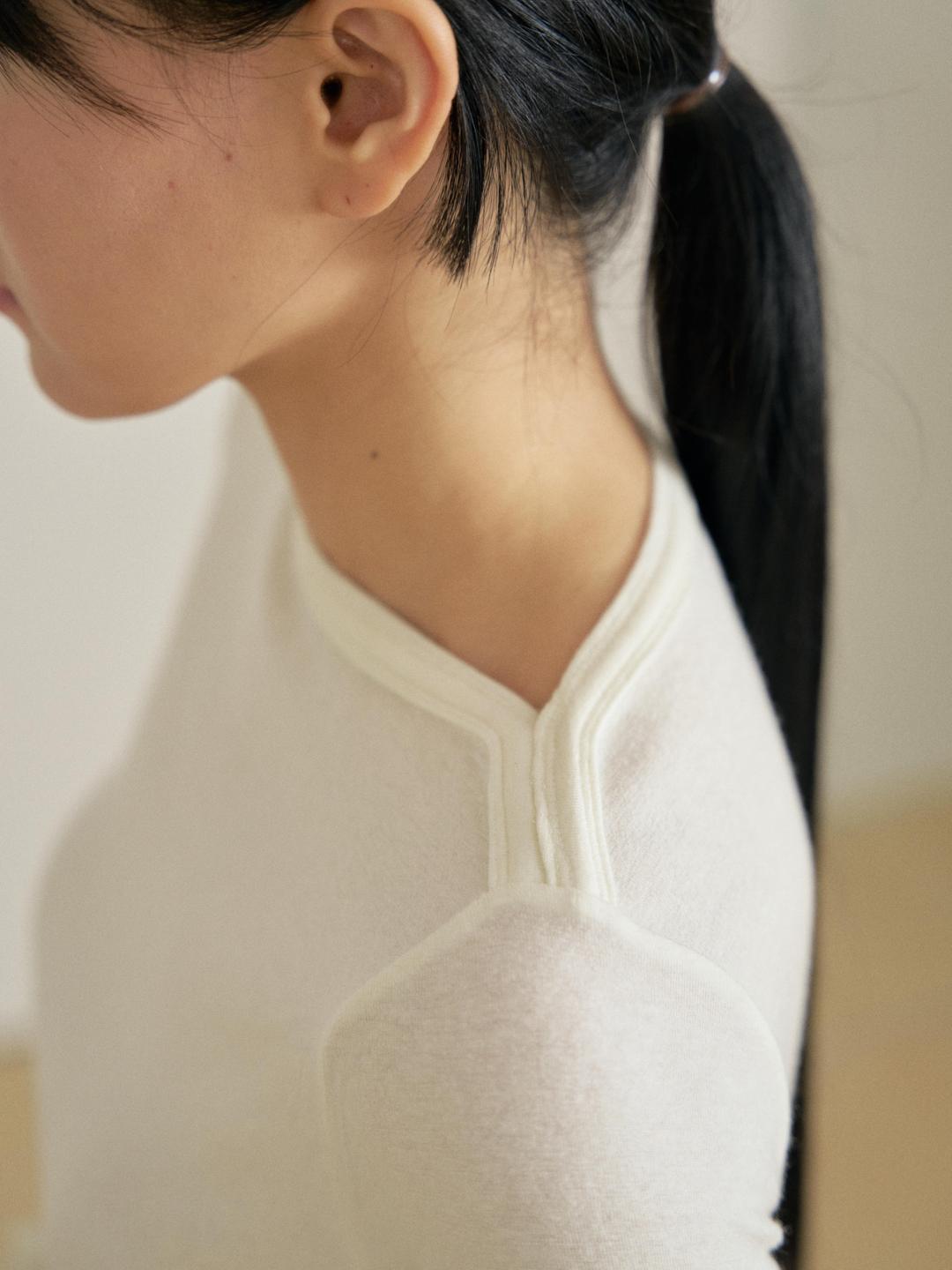 울 보트넥 롱 슬리브 - 아이보리