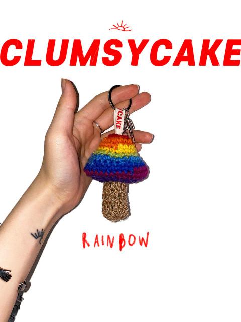 [Clumsycake] Handmade MUSHROOM key ring - Rainbow