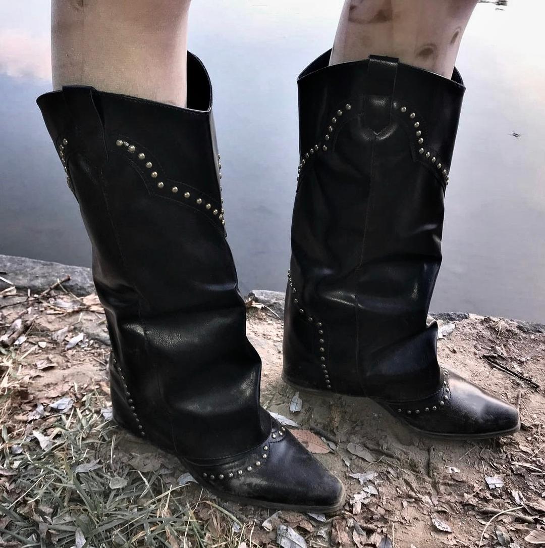 bohemian stud leg warmer boots