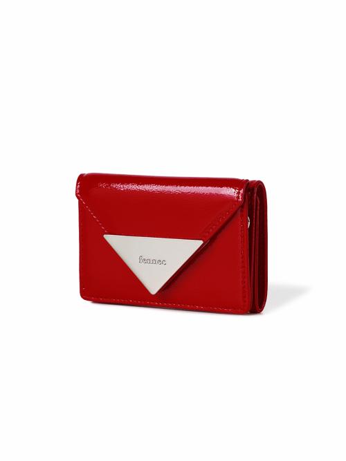 CRINKLE TRIANGLE TRIPLE WALLET D - CHERRY RED