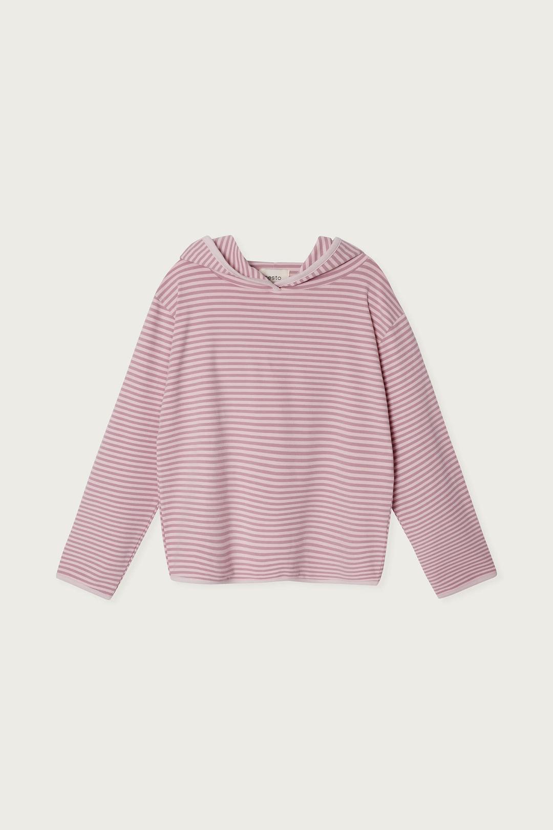AUTUMN STRIPE HOODED TOP ROSE