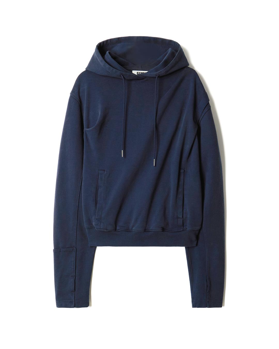W Draped Hoodie (Navy)