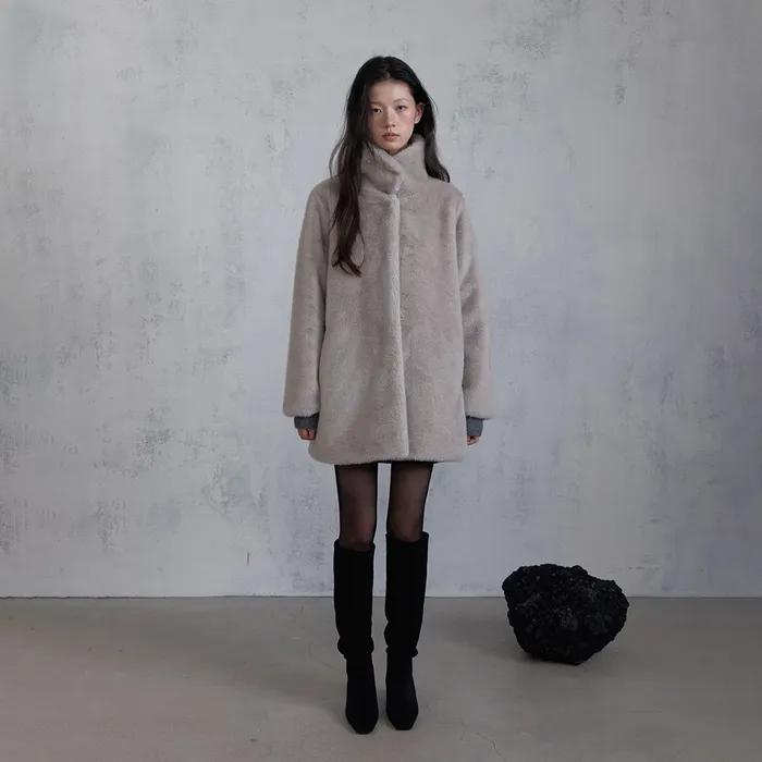 FUR HALF COAT (SILVER BEIGE)