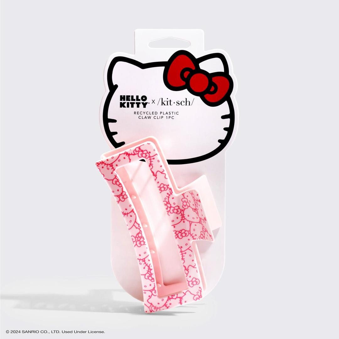 Hello Kitty x Kitsch Recycled Plastic Jumbo Open Shape Claw Clip 1pc - Pink Hello Kitty Faces - NC