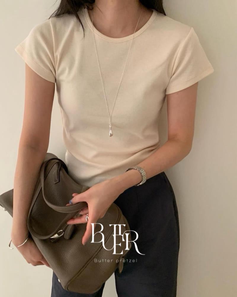 버터프레즐마켓 런던레이스 어반 티셔츠, 크롭 반팔 무지 기본 티셔츠 4color