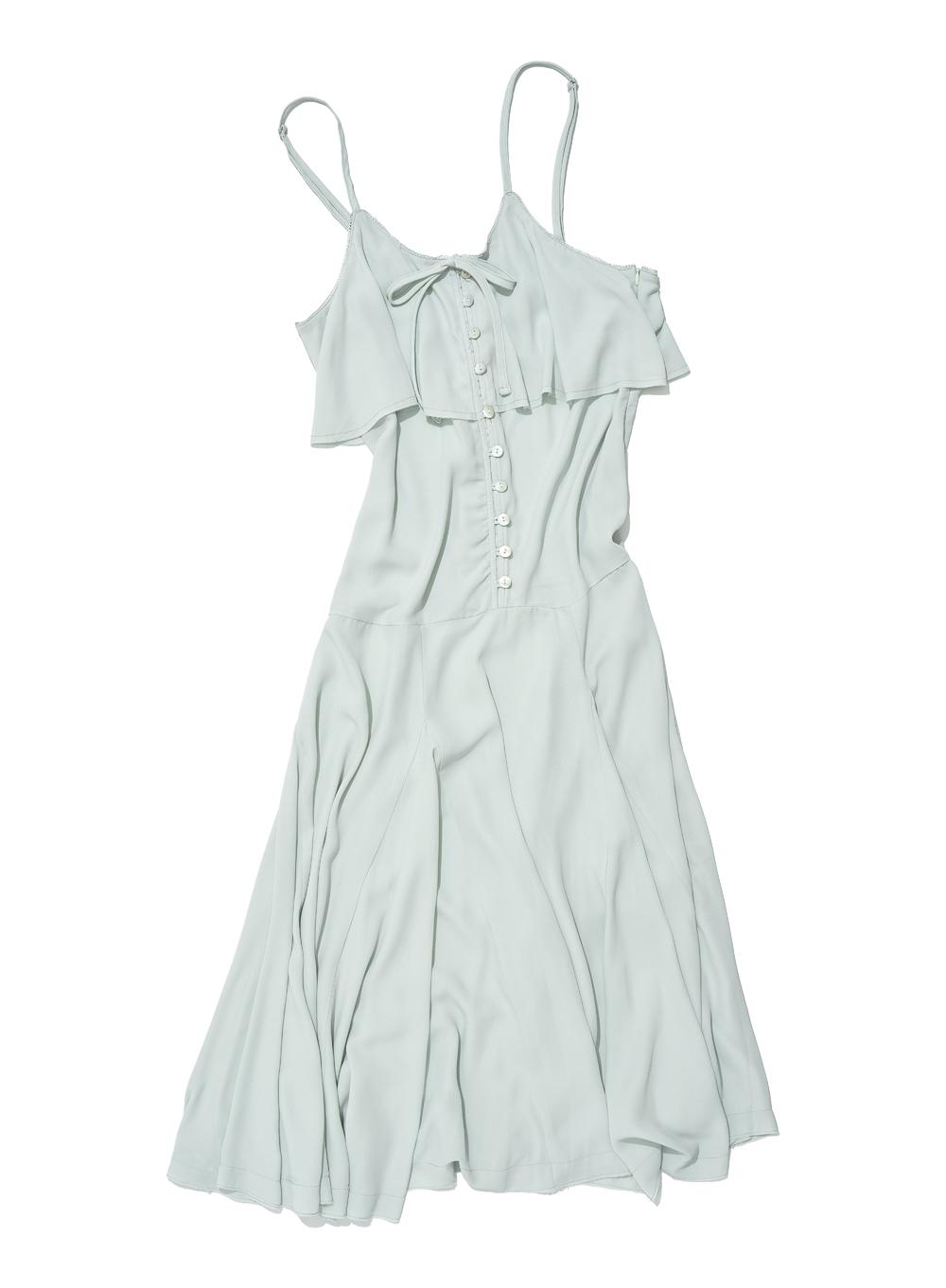 [WOMEN] RUFFLE LACE TRIM FLARE SLIP DRESS_MINT