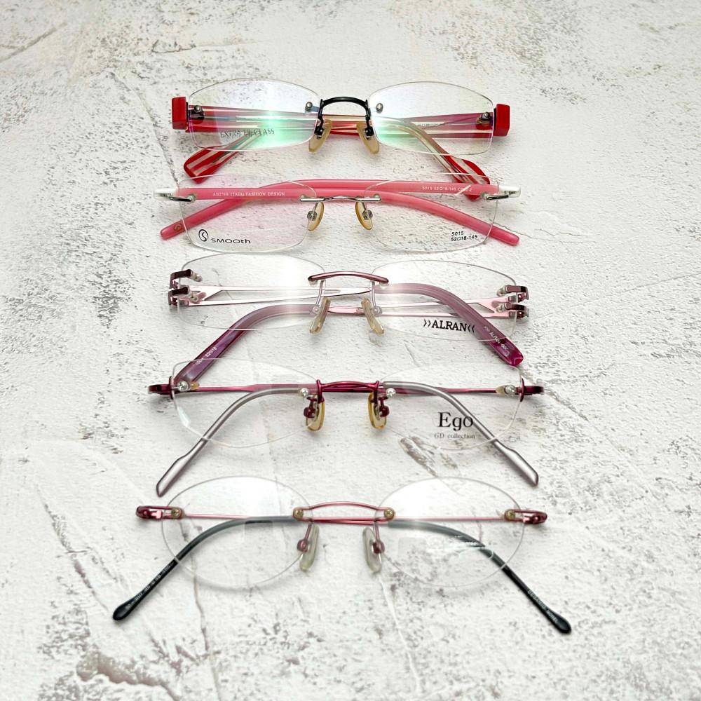 사각 메탈 빈티지 바비핑크 분홍색 테없는 이영지 무테안경 블루라이트차단안경