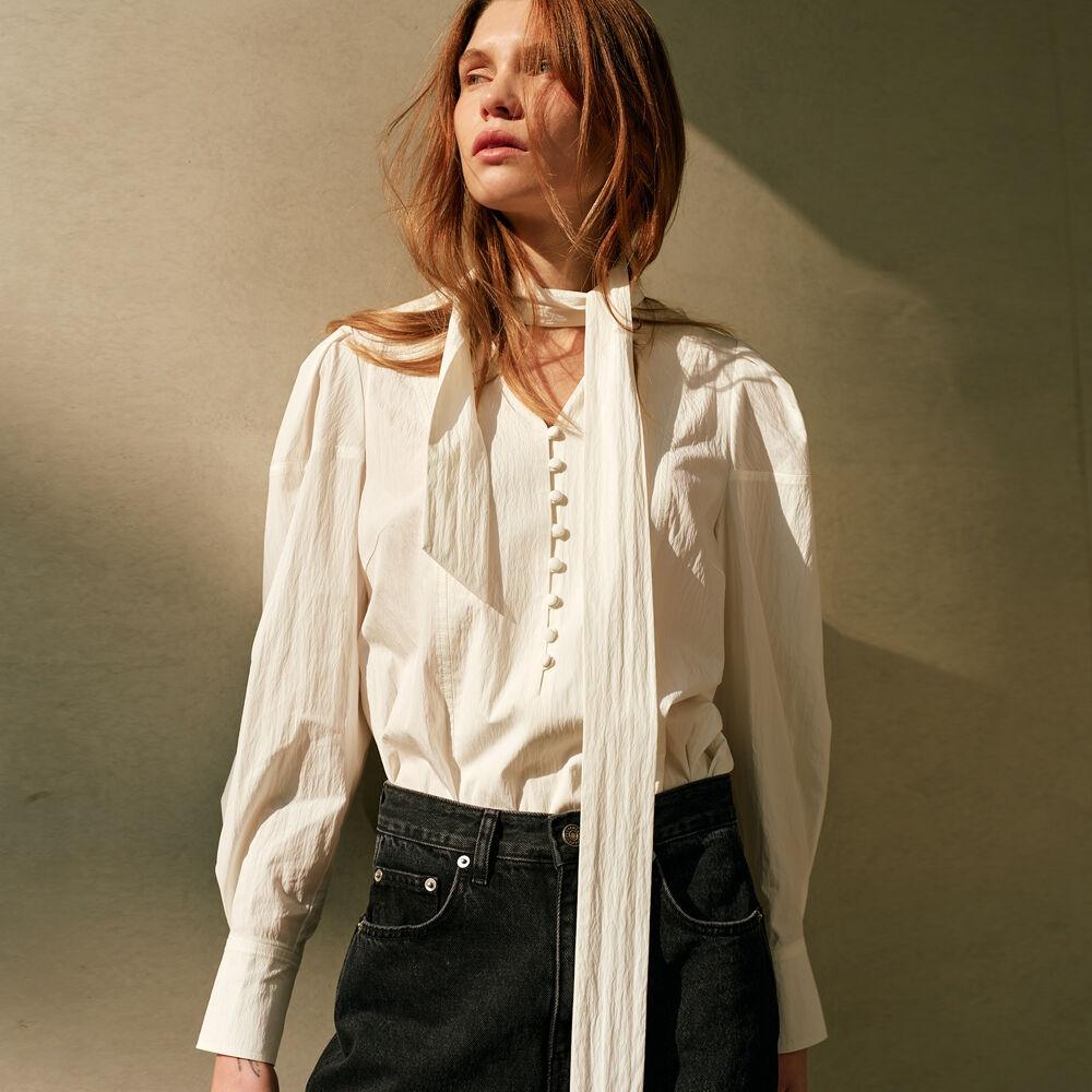 Tie Puff Sleeve Blouse SW4XB354-03