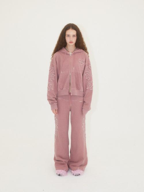 APPLIQUE BOOTCUT PANTS PINK