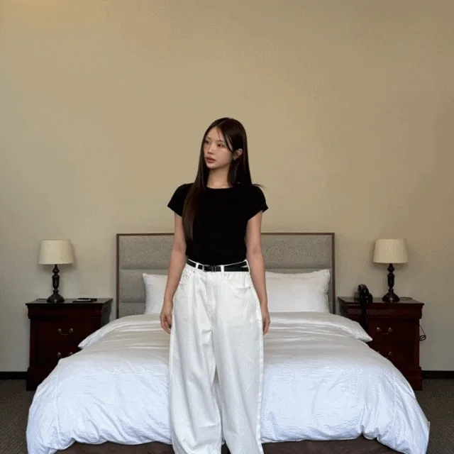 핀터 코튼데님팬츠 화이트, 블랙/smlxl [코튼팬츠/면팬츠/롱팬츠/데일리/캐주얼/미니멀/대학생/직장인/Y2K]