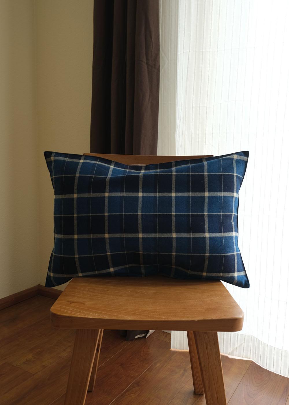 Japanese cotton cushion cover - check