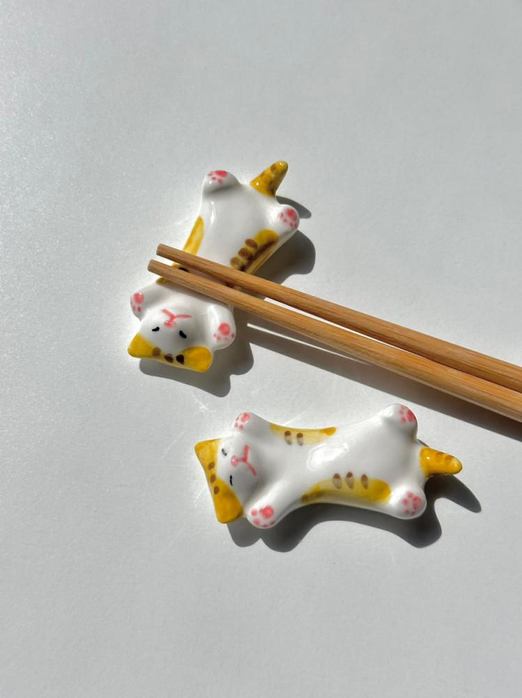 도자기 고양이 수저받침