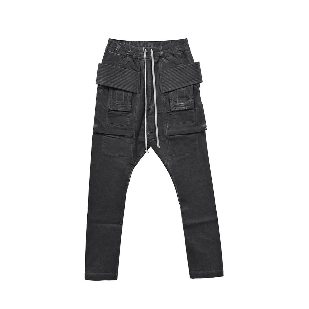 RICK OWENS DRKSHDW Creatch Cargo Drawstring Cotton Knit Pants - S / Black