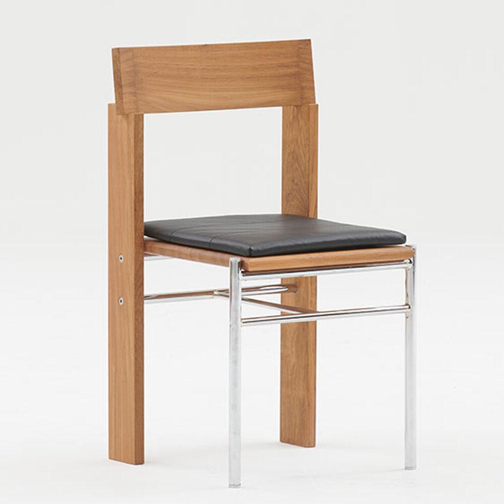 JC901 CHAIR TEAK, CHROME PIPE