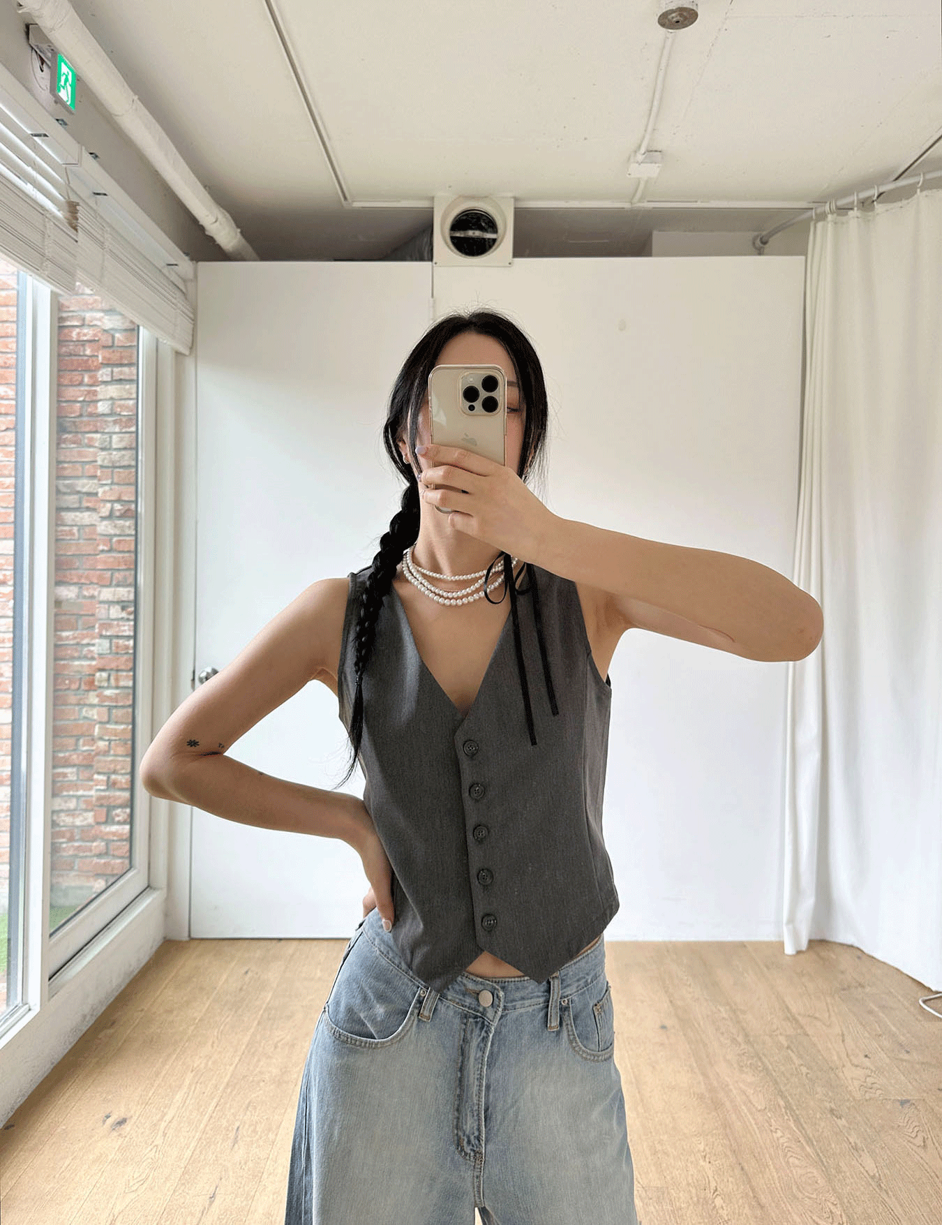 basic button vest (2color)