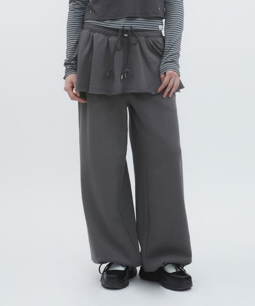 DOUBLE WAIST SKIRT SWEATPANTS [CHARCOAL]