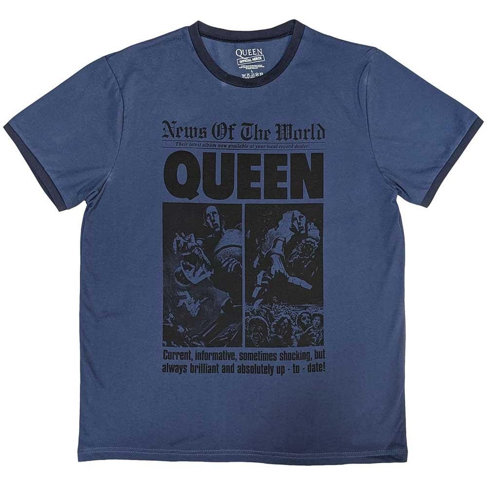 공식 QUEEN 퀸 News Of The World 40th Front Page 링거 반팔 티셔츠