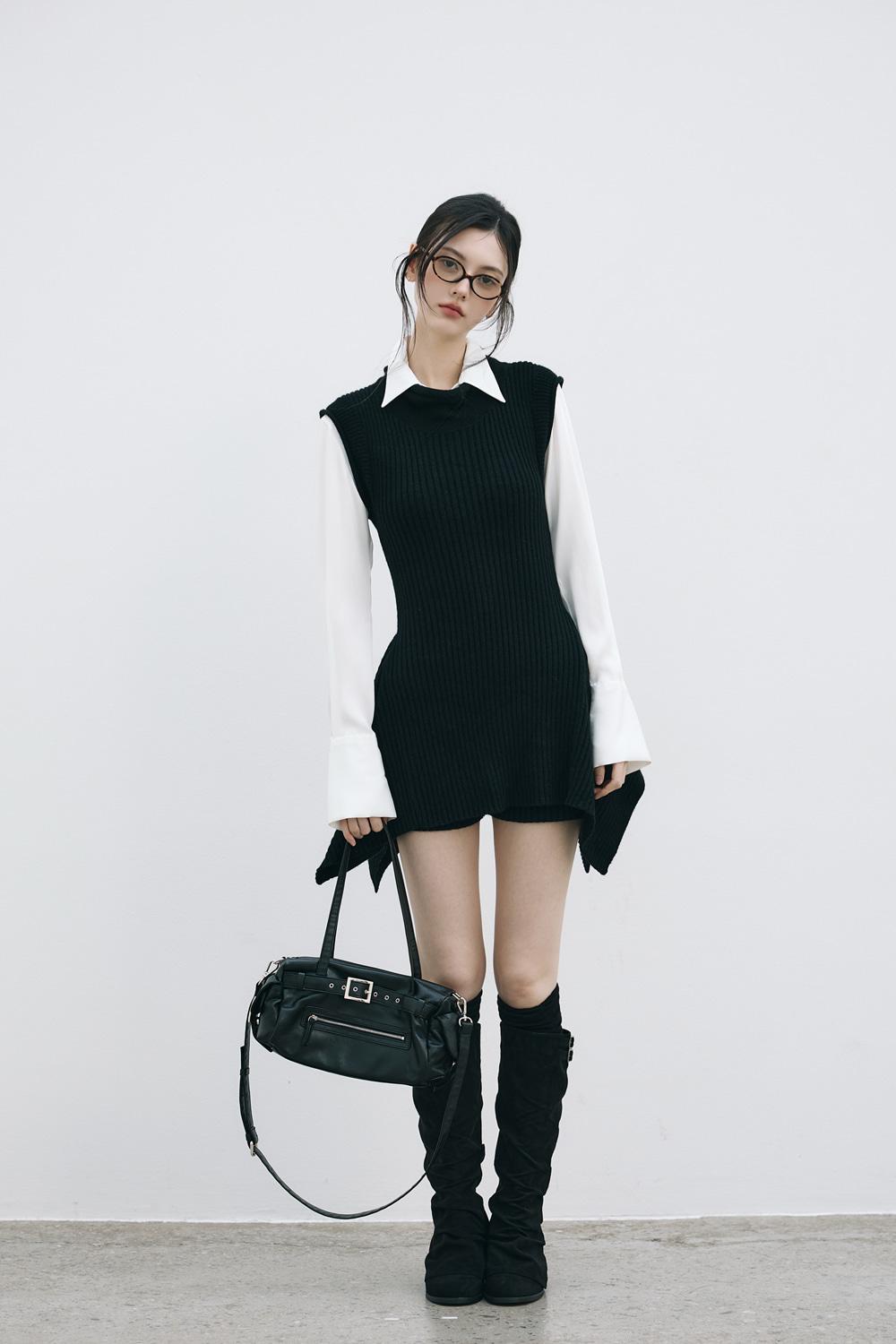 오트 니트 셋업 딥블랙